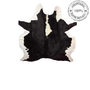 Alfombra de Piel Color Negra con Bordes Blancos (1046)